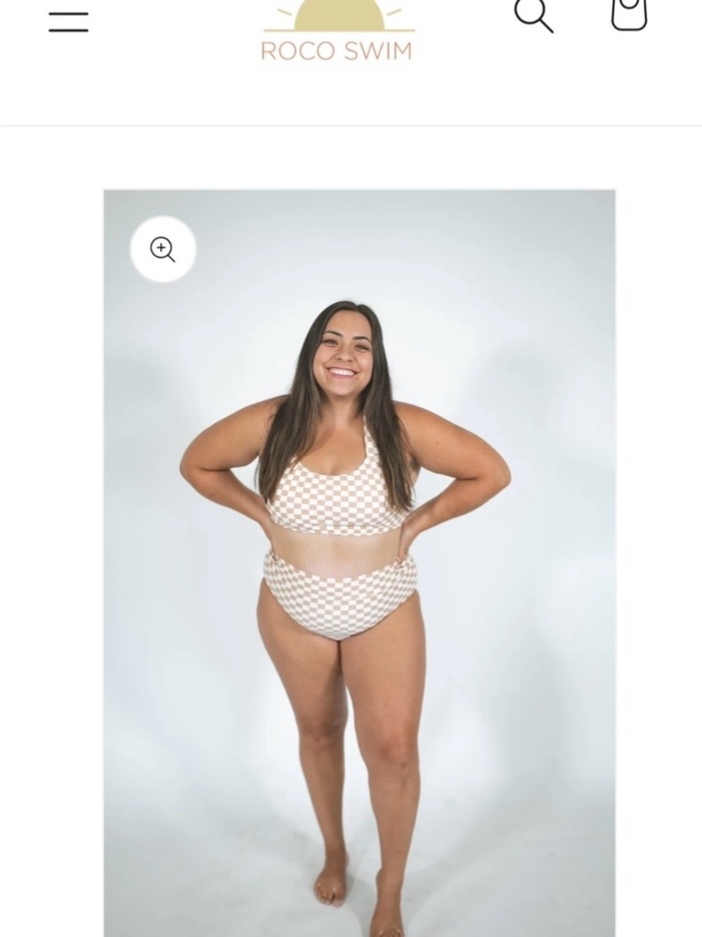 Cream Check High-Waist Bikini XXL
